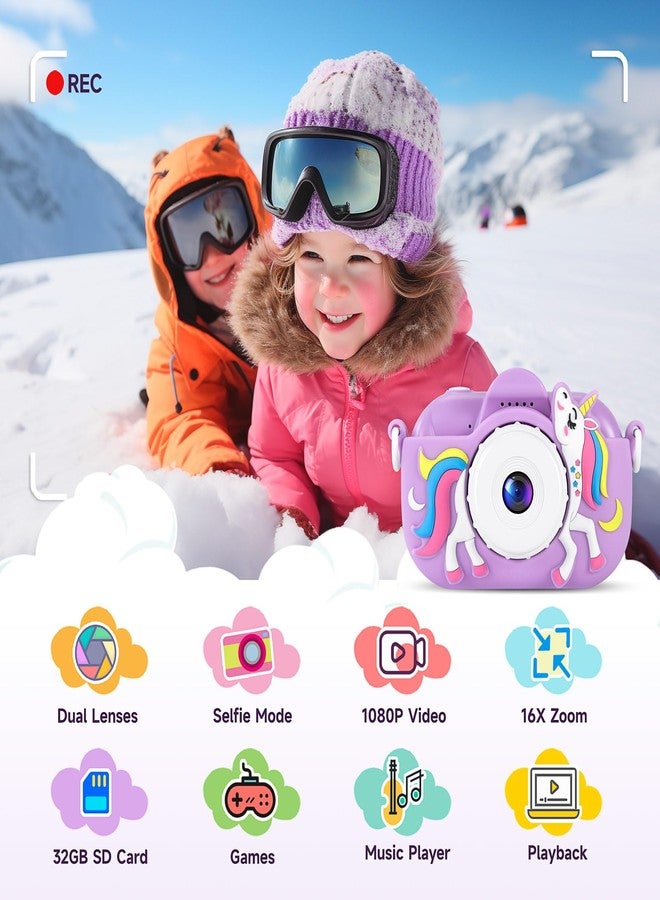 MAVOKIS Kids Camera Digital Camera for Age 3-8, 1080P Toddler Camera for Kid with 32GB SD Card, Toddler Girls Toys Age 6-9, Christmas Birthday Gifts for Children, Purple - Image 3